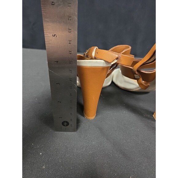 Valentino Garavani Macrostud Rockstud High Heel Sandals Tan White Size 38 US 7.5 - Picture 5 of 7